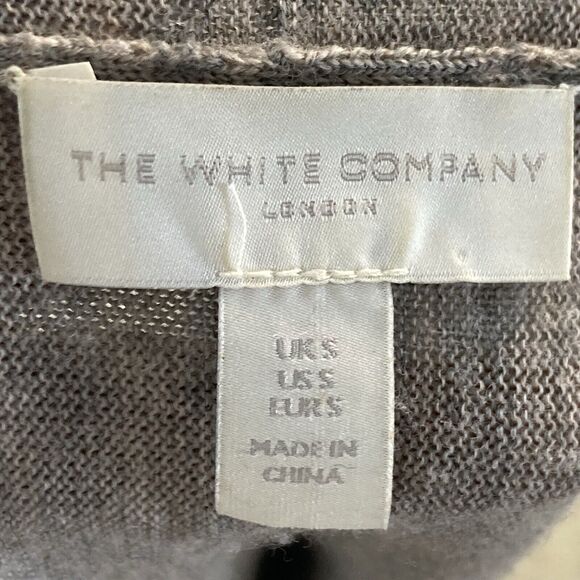 The White Company Cardigan Womens Small Merino Wool Sweater Open Front Taupe - Picture 5 of 8
